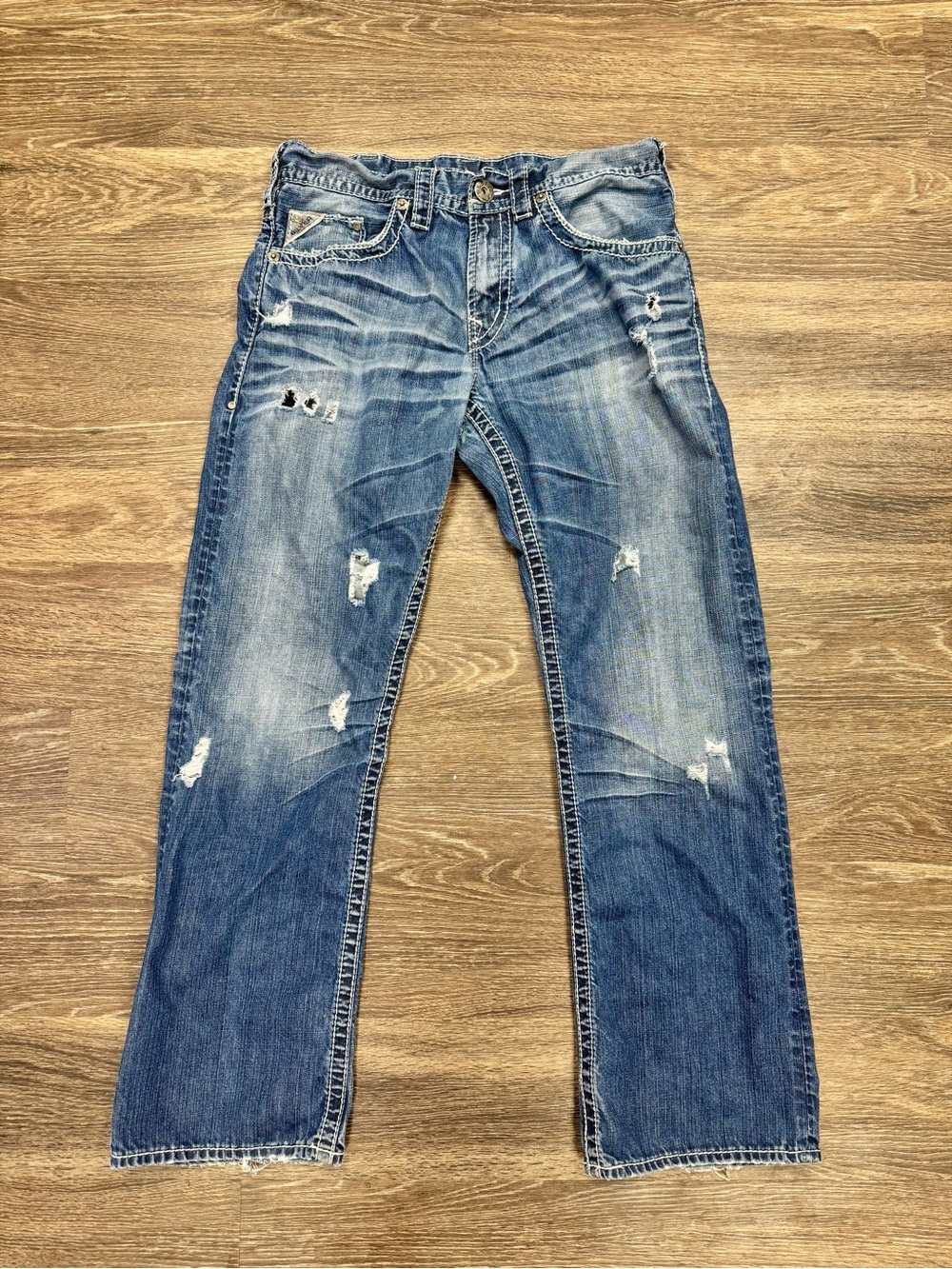 Silver Jeans Zac Surplus 925 Men's 32x32 Distressed Straight Leg Jeans